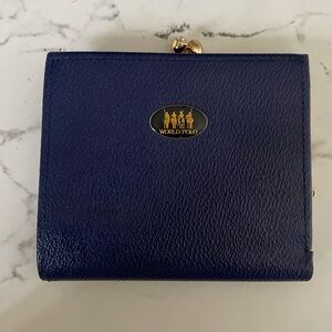 World Polo Championships Blue Leather Wallet w/ Kiss Lock Coin Pouch